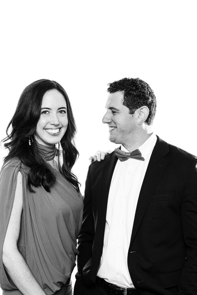 man look at his wife in a live studio
