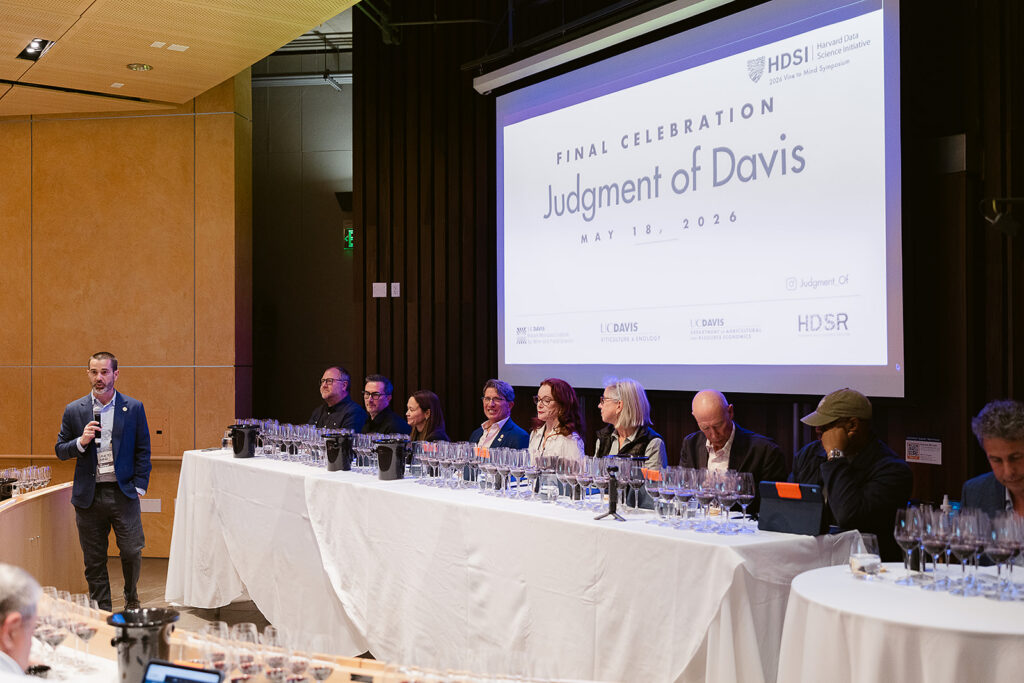 Judgment of Davis final celebration screen with HDSI branding at Vine to Mind.